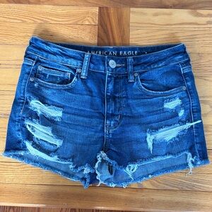 American Eagle Hi-Rise Shortie Distressed Denim Shorts Size 6